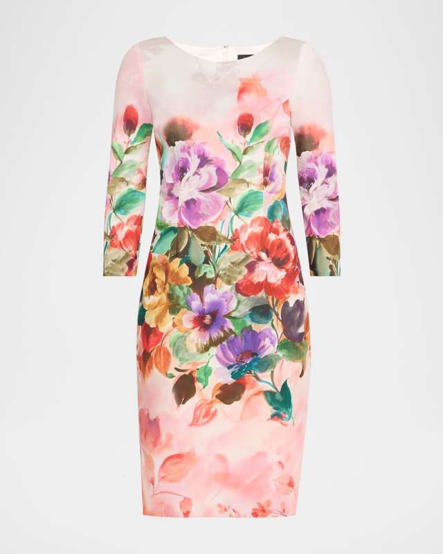 Bodycon Floral-Print Scuba Dress